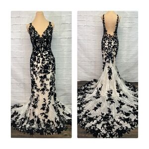 NWOT Wedding Gown, Size 10 Champagne/Black Allure 9808